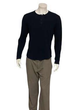 Buck Mason Men's Long Sleeve Navy Henley Shirt